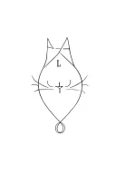 delicate collar-style tattoo, subtle nod to a kitten, triskelion symbol, the letter L on top, circle with + in it tattoo design idea