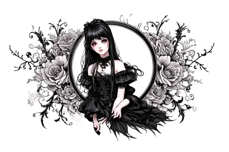 goth girl tattoo design idea