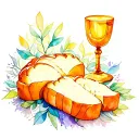 stained glass communion bread and chalice tattoo design idea