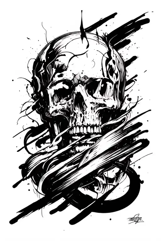 Raw Blackwork Chaotic Bold Strokes Flow Brutalist tattoo design idea