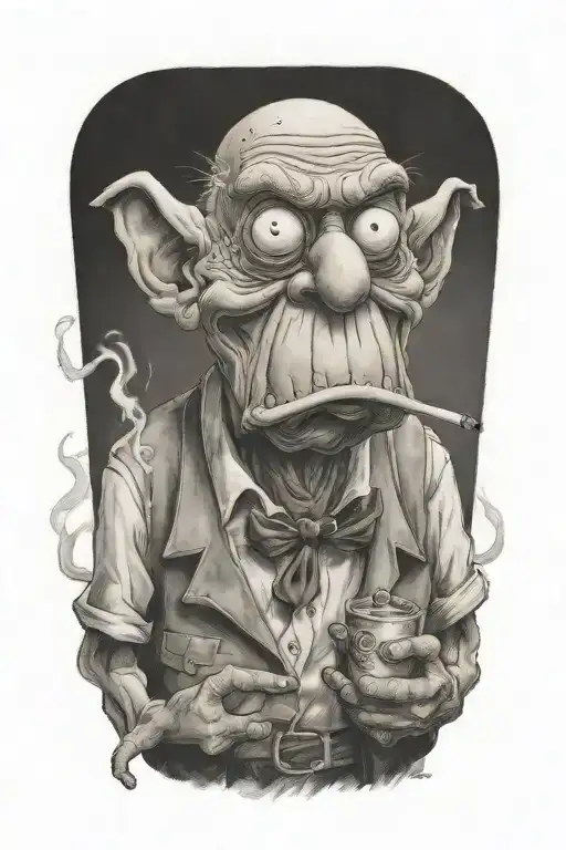 courage the cowardly dog smoking tattoo design idea