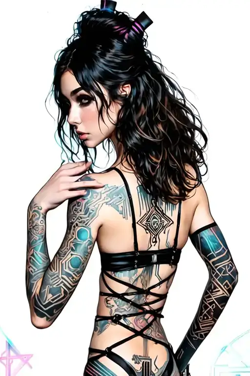 hot girl in bondage petite, big boobs, wide hips, bikini . long hair,sexual. Seductive. tattoo design idea