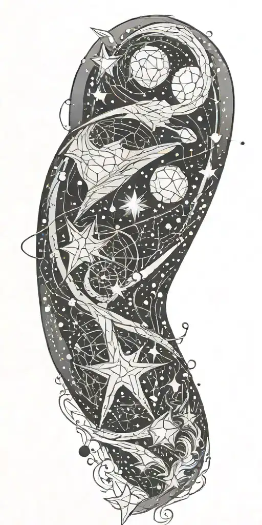 breast cancer constellation tattoo design idea