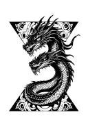 Snake, dragon, reincarnation, square, triangle, circle tattoo design idea