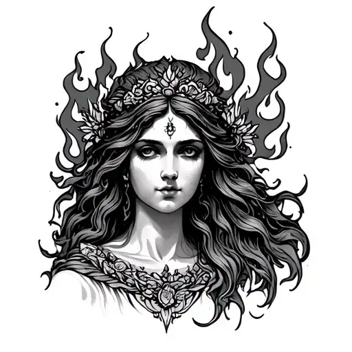 goddess hestia tattoo featuring fire tattoo design idea