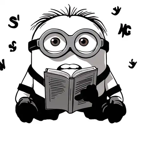 Minion with glasses reading tattoo design idea