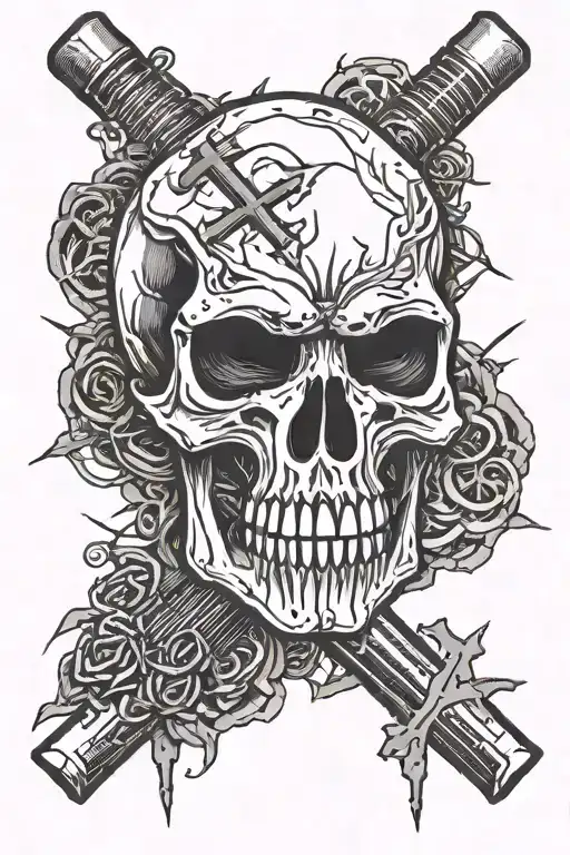 PUNISHER SKULL WITH CROSS OF NAILS tattoo design idea