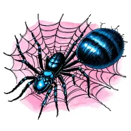 Blue pink with cobweb and a black widow spider tattoo design idea