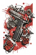 pro gun tattoo design idea