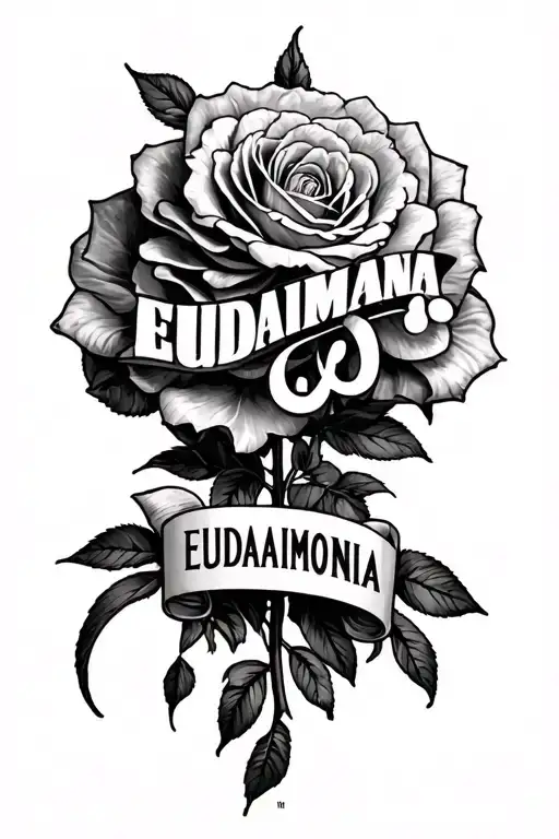 Text that says "eudaimonia" tattoo design idea