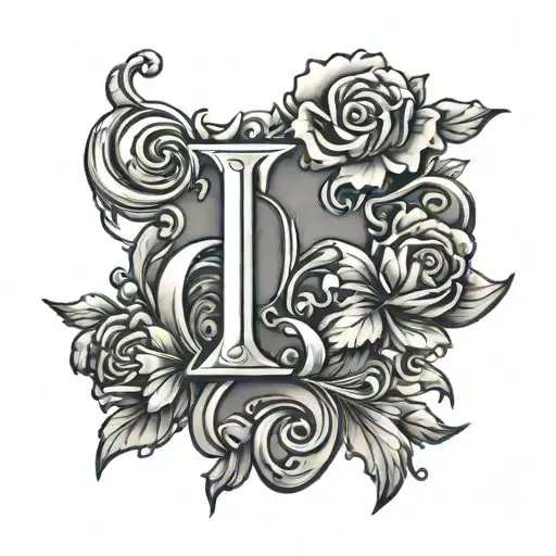 initial L with little heart tattoo design idea