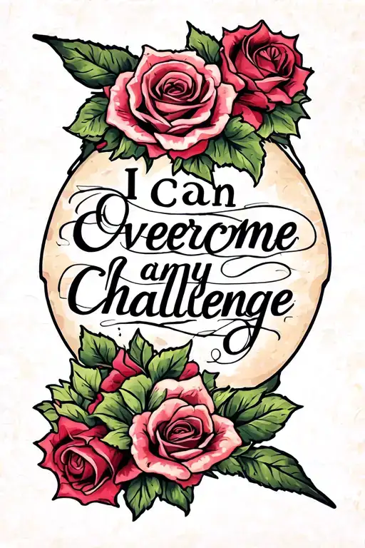 "I can overcome any challenge" Roses intertwined tattoo design idea