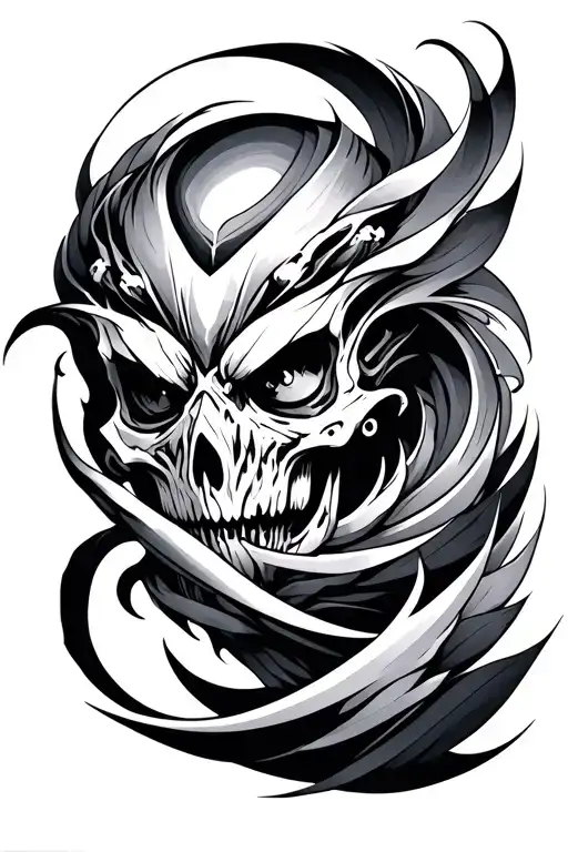 japanese biomech tattoo design idea