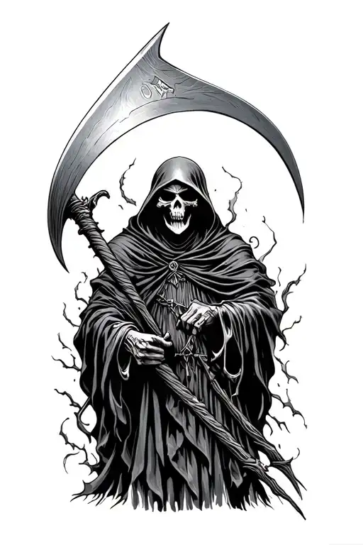 Grim reaper holding a scythe  tattoo design idea