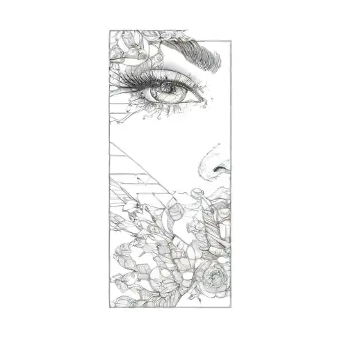 a woman's eyelashes tattoo design idea