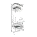 a woman's eyelashes tattoo design idea