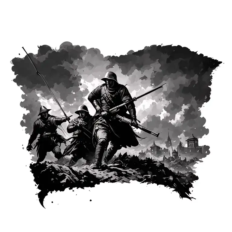 kosovo serbia battle scene tattoo design idea
