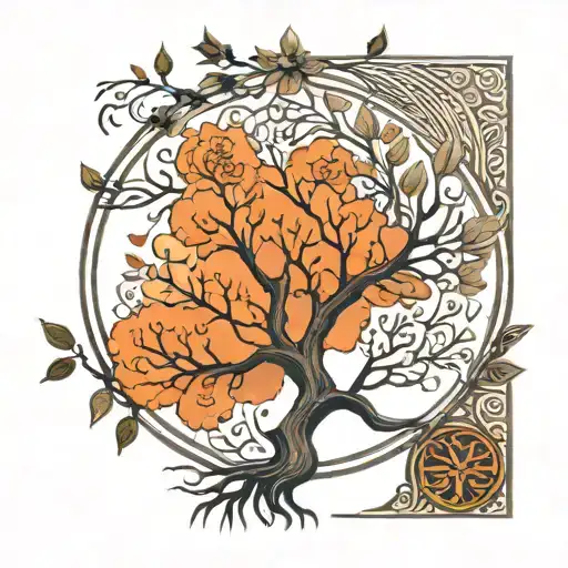 A delicate, minimalist Tree of Life with soft, intricate lines. The roots and branches are fine and gentle, representing tattoo design idea