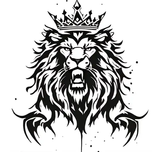 lion, blood, crown,look like a beast shadowed tattoo design idea
