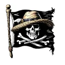 Pirate flag with rough straw hat tattoo design idea