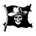 Pirate flag with rough straw hat tattoo design idea