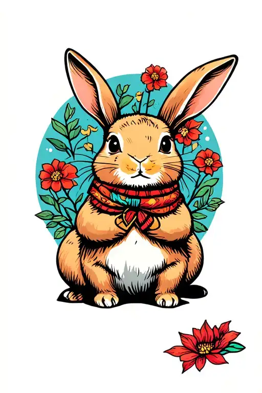 Year of the rabbit sitting tattoo design idea