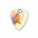 guitar pick, mountain, snow  owl perched tattoo design idea