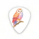 guitar pick, mountain, snow  owl perched tattoo design idea