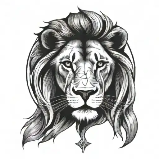 lion astrology and sun tattoo design idea