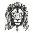 lion astrology and sun tattoo design idea