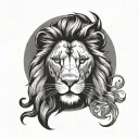 lion astrology and sun tattoo design idea