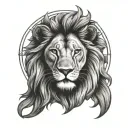 lion astrology and sun tattoo design idea