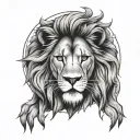 lion astrology and sun tattoo design idea