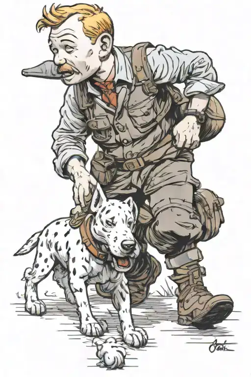 tintin et lucky luck tattoo design idea