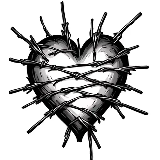 half barb wire heart outline which healed tattoo design idea