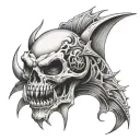mix of jezus devil skull fish tattoo design idea