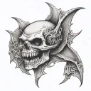 mix of jezus devil skull fish tattoo design idea