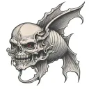 mix of jezus devil skull fish tattoo design idea