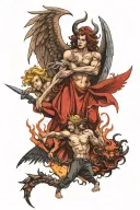 angels vs demons tattoo design idea