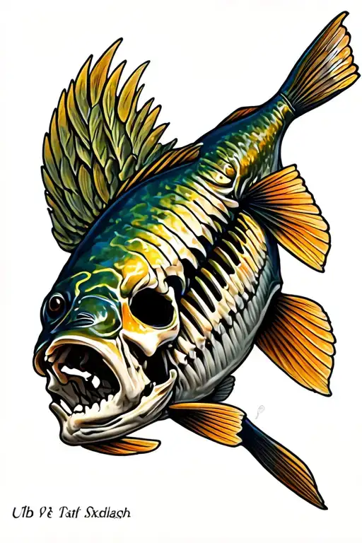 walleye skeleton tattoo design idea