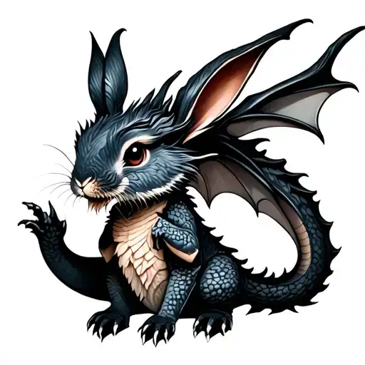 dragon and rabbit wearing tattoo design idea