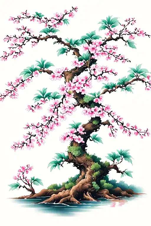 cherry blossom willow tree tattoo design idea