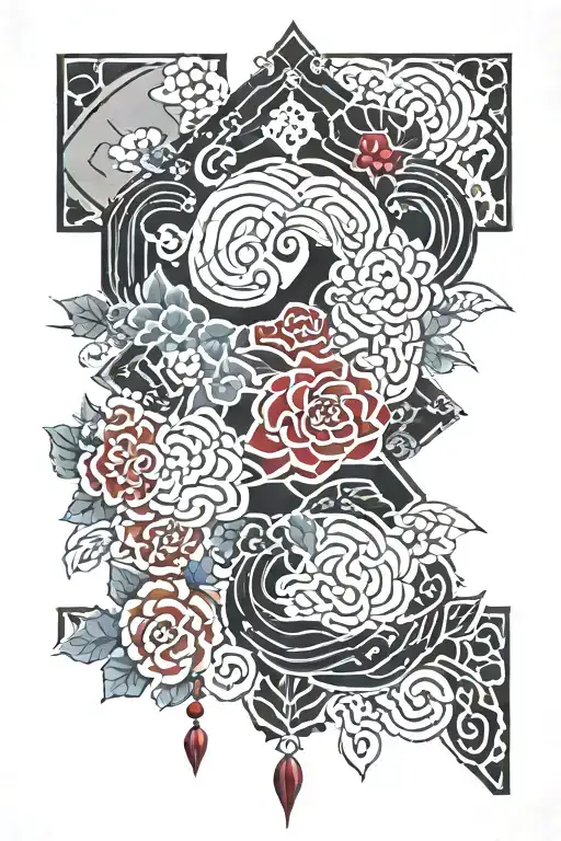 Japanese patchwork tattoo symbolizing tattoo design idea