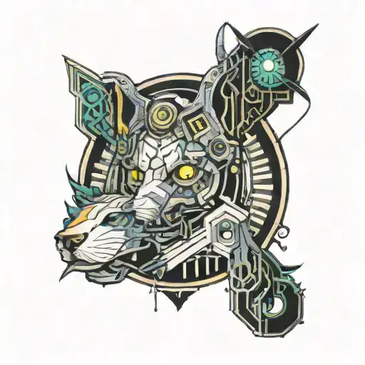 cyberpunk art deco tattoo design idea