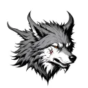 Wolf demon with a scars tattoo design idea