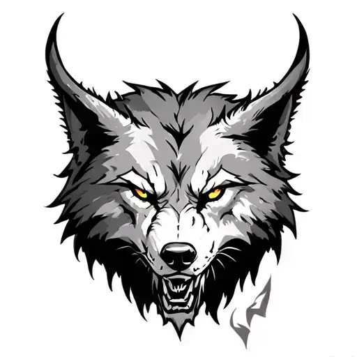 Wolf demon with a scars tattoo design idea