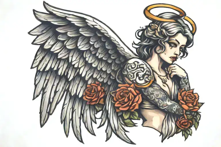 guardian angel gangster tattoo design idea