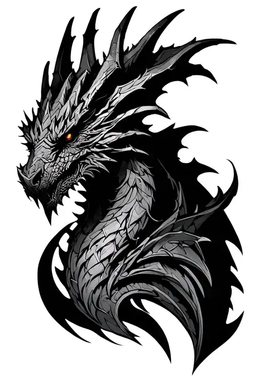 skyrim alduin resembling skyrim logo tattoo design idea