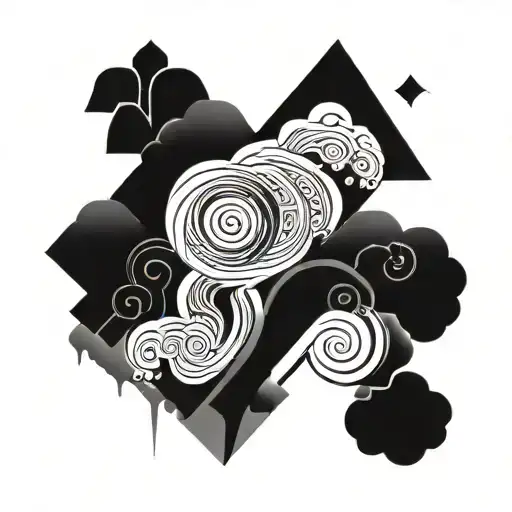 pale blue storm clouds and wind gusts tattoo design idea