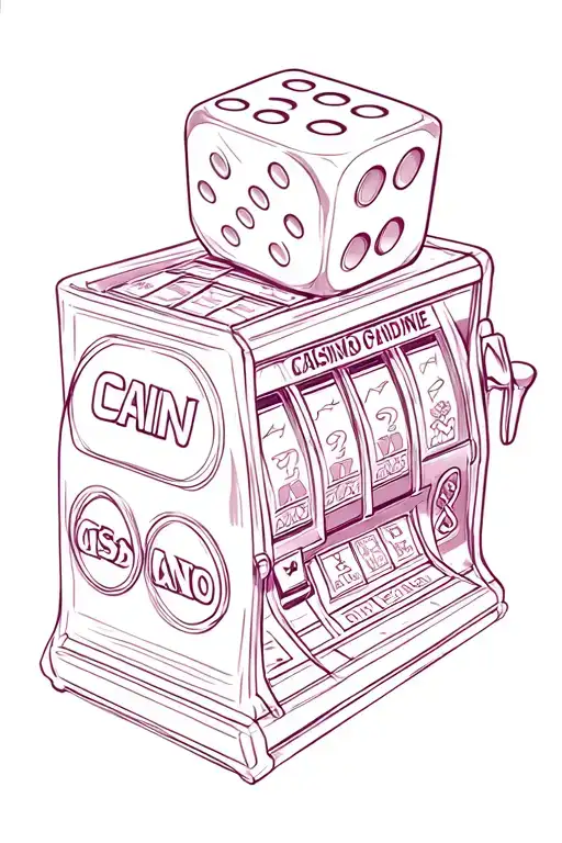 Rolling dice and casino slot machine tattoo design idea